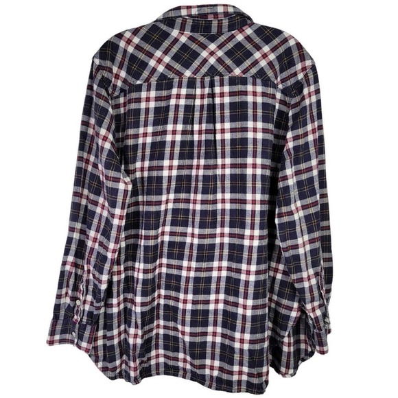 Eddie Bauer Flannel Shirt Women's Plus 2XL Blue Red Plaid Long Sleeve Button Up - Picture 3 of 8